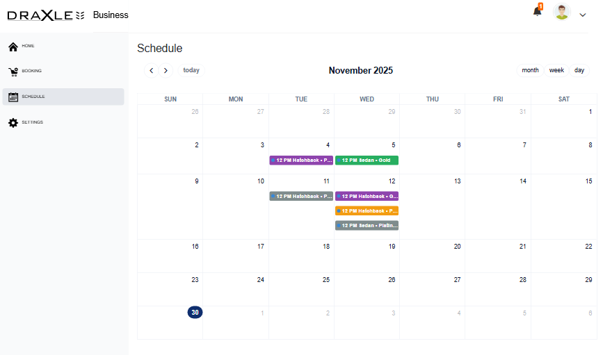 Manage bookings screen